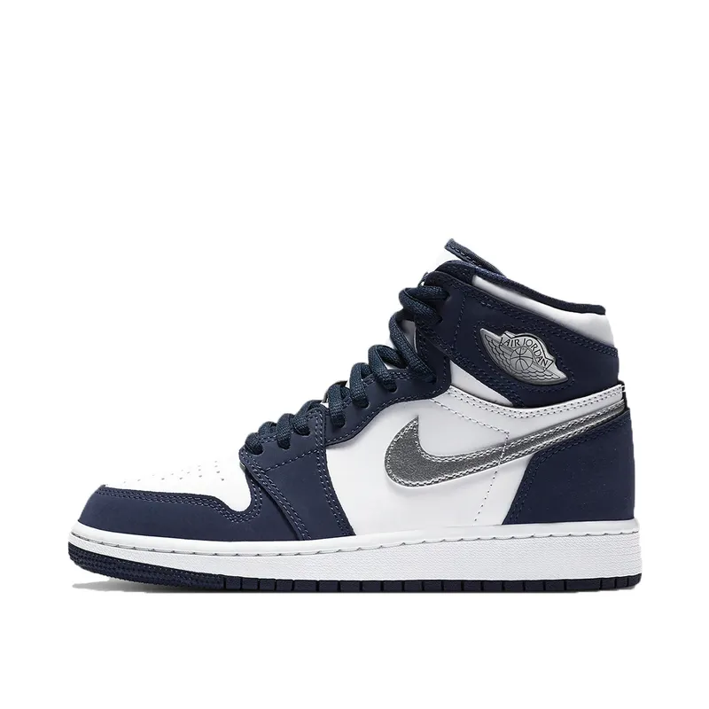 Jordan 1 Retro High CO Japan Midnight Navy (GS) White/Metallic Silver-Midnight Navy (575441-141)