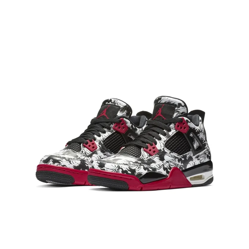 Jordan 4 Retro Tattoo 2018 (GS) Black/Fire Red-Black-White (BV7451-006)