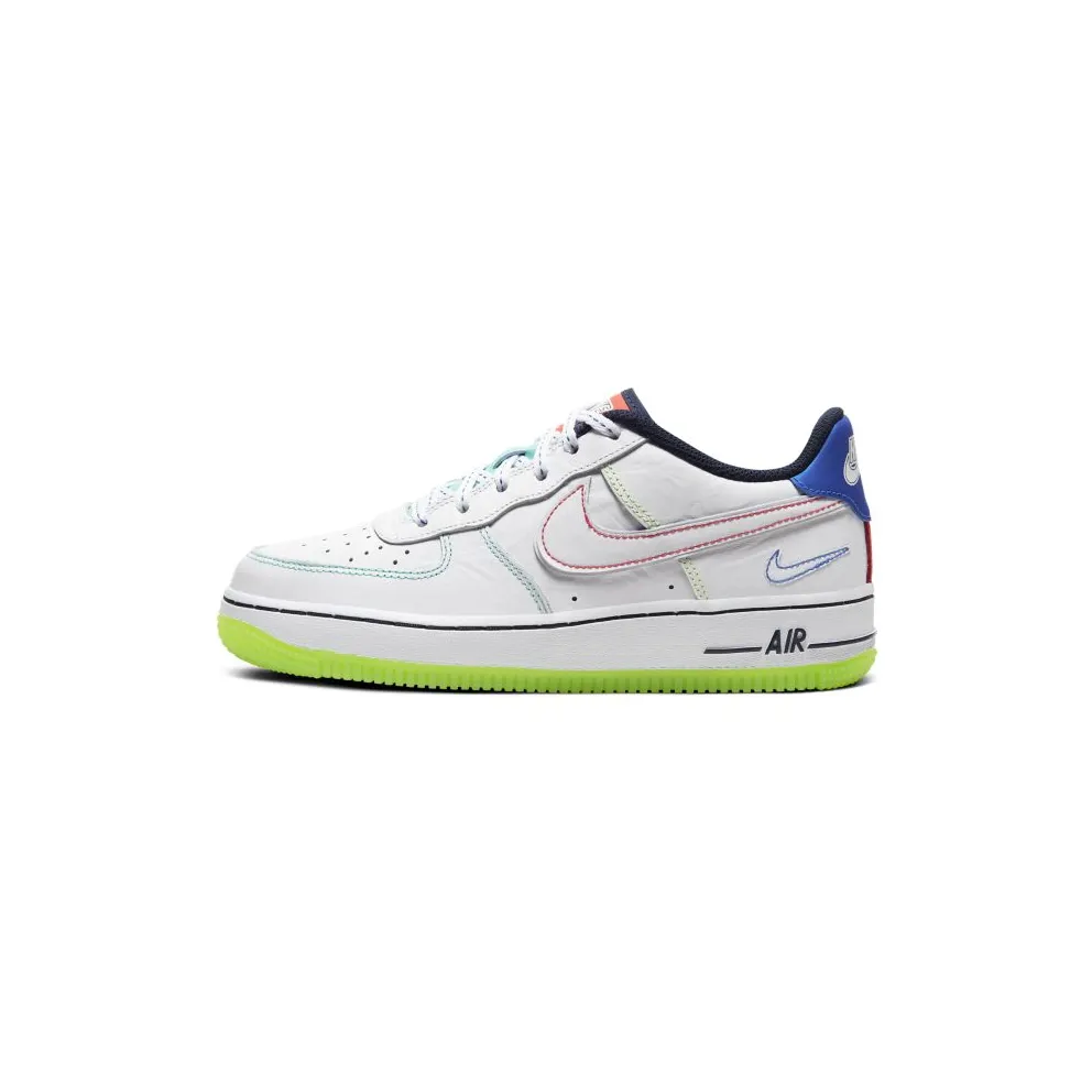 Nike Air Force 1 Low Outside the Lines (GS) White/White-Racer Blue-Aurora Green (CV2421-100)
