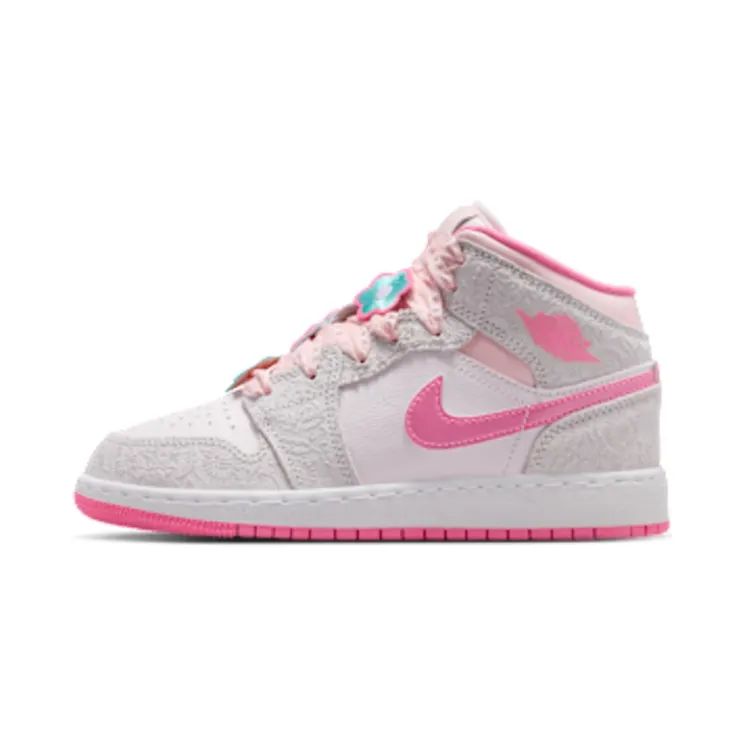 Jordan 1 Mid ALT SE GS Spring Flowers “Vast Grey / Sail / Pink Bloom / Pink Glow” (II0592-001)