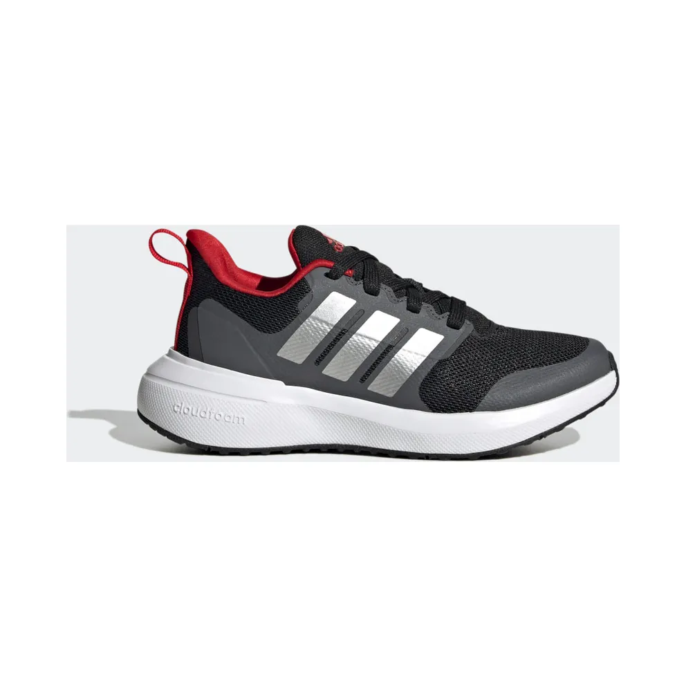 adidas FortaRun 2.0 Cloudfoam Sport Running Lace Schuh Core Black / Silver Metallic / Better Scarlet (HP5436)