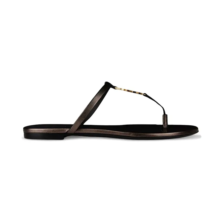 Saint Laurent Cassandra Leather Thong Sandals Light Bronze (776081 0NLDD 2121)