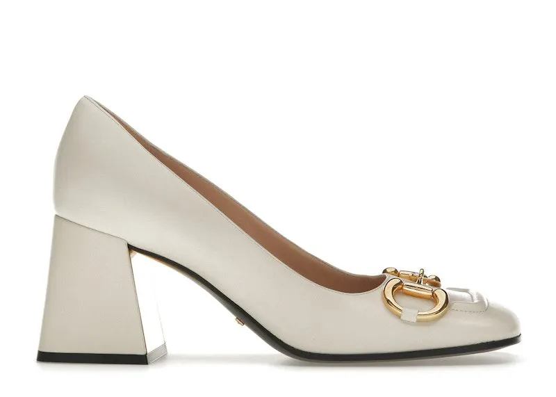 Gucci Horsebit 75mm Pump White Leather (643886 C9D00 9022)