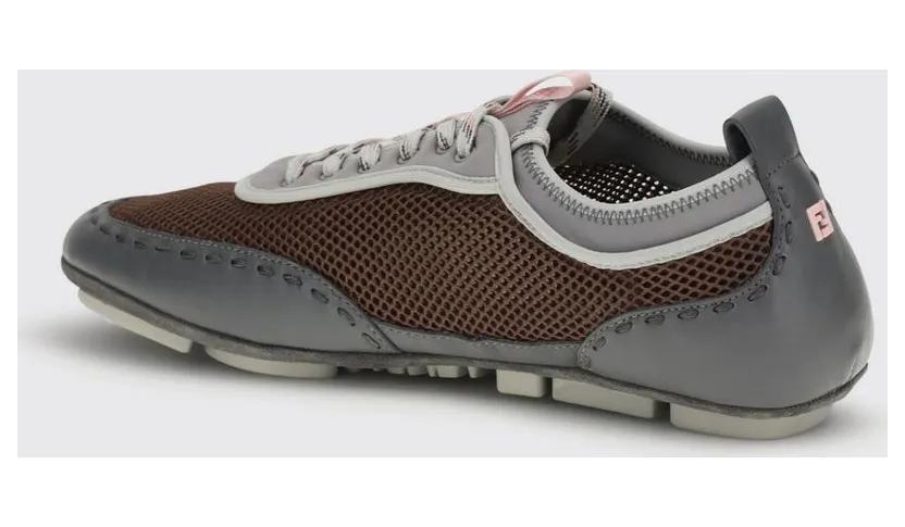 Fendi Fit Sneakers in Mesh and Leather Grey (7E1853AWKLF1VAL) (2)
