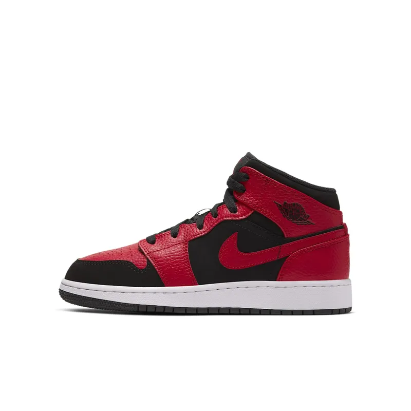 Air Jordan Nike AJ I 1 Mid ‘Bred’ (GS) (2019) (554725-054)
