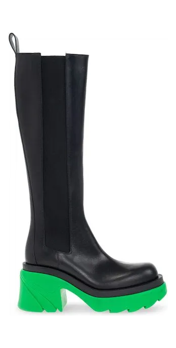 Bottega Veneta Leather Heel Boot Black Green (667149VBS501476)