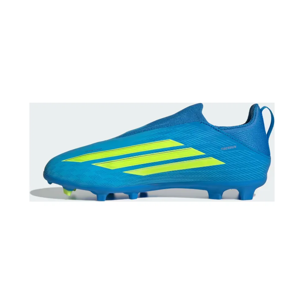adidas F50 League Laceless Firm Ground / Multi Ground Football Boots Kids “Lucid Ray Blue / Team Solar Yellow 2 / Lucid Aquamarine” (JR9008)