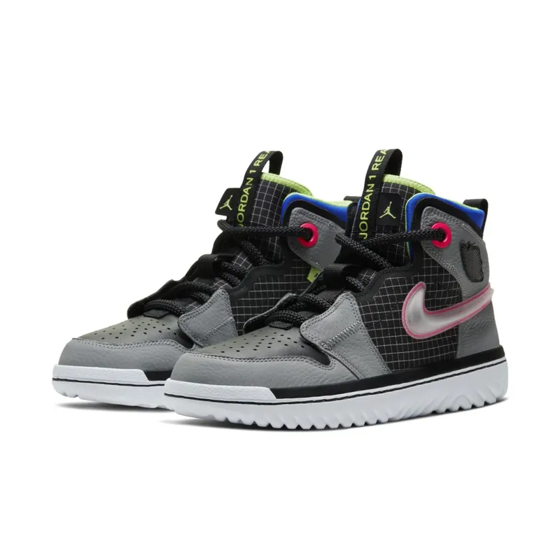Jordan 1 High React Black Particle Grey Black/Particle Grey-Racer Blue-Ghost Green (AR5321-002)