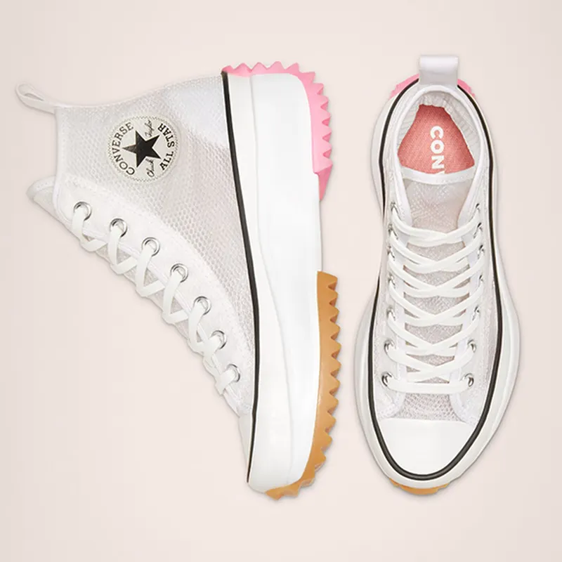 Converse Run Star Hike High Concrete Heat White White/Black-Electric Blush (167851C)