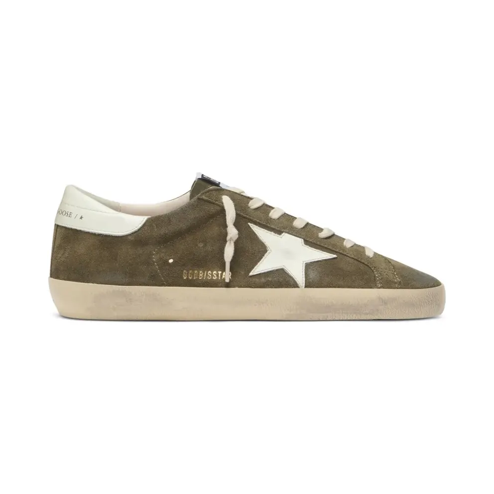 Golden Goose Super-Star aus Wildleder mit Lederstern – Green (GMF00101F008925)