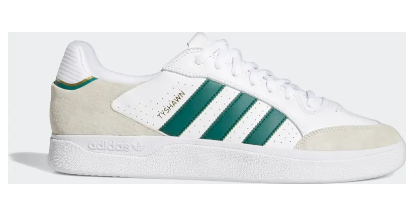 adidas Tyshawn Low Schuh Cloud White / Collegiate Green / Gold Metallic (GZ8367)