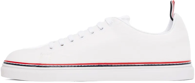 Thom Browne White Canvas Tennis Sneakers (MFD219A-01588)