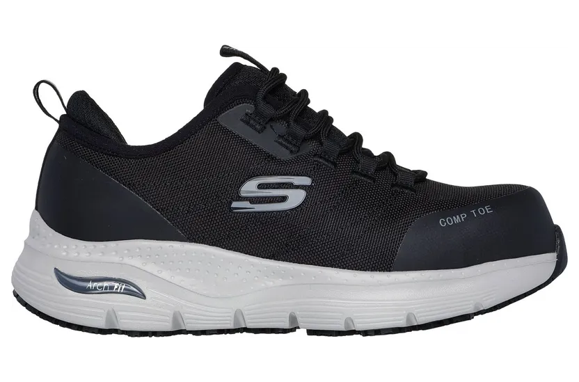Skechers Work Slip-Resistant: Arch Fit “Ebinal Sneaker Black / Grey” (108075ECBKGY)