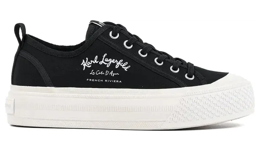 Karl Lagerfeld Kampus Max sneakers met geborduurd logo en plateauzool – Zwart (KL50523)