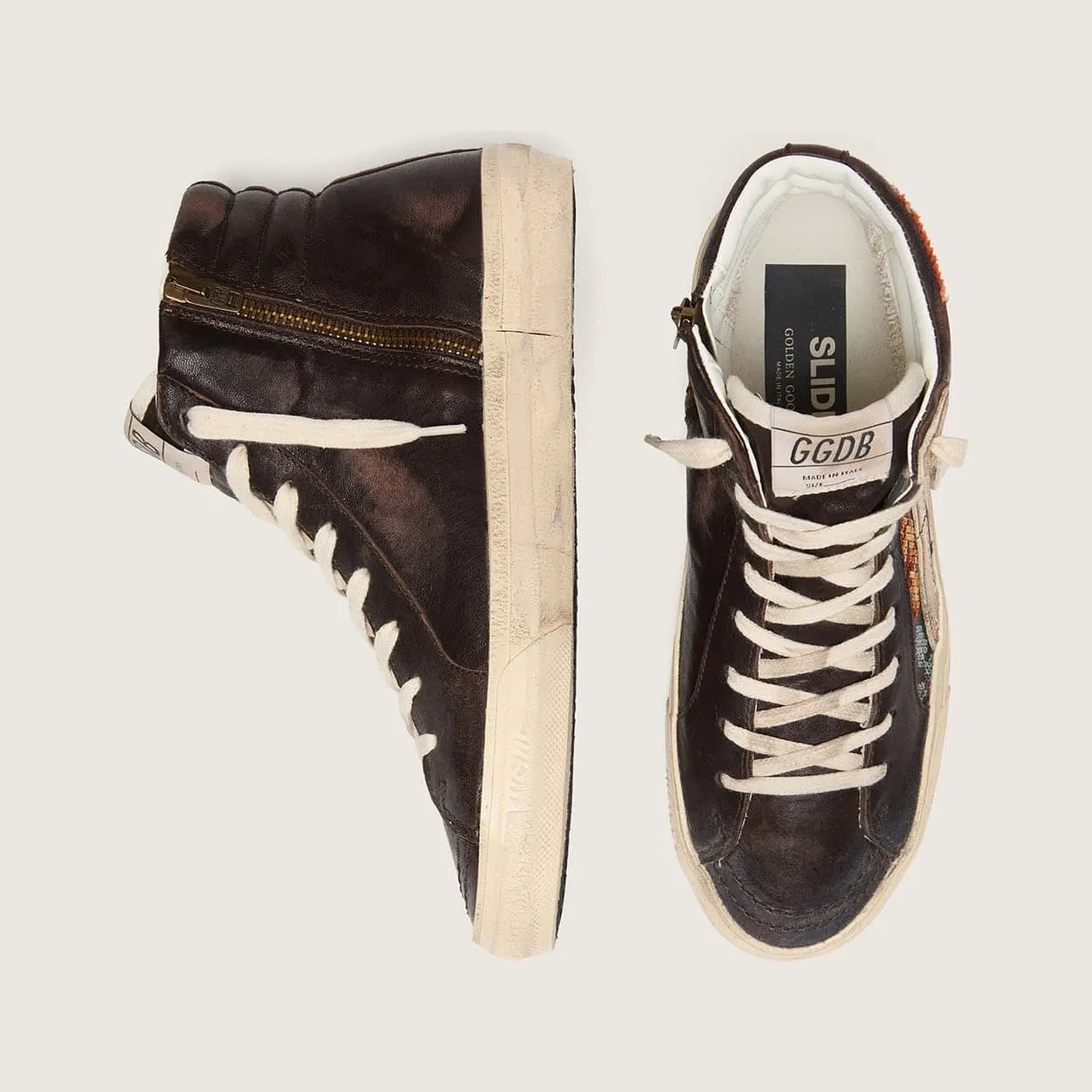 Golden Goose Women’S Slide In Ebony Leather With Cream Star And Multicolor Embroidery (GWF00115.F008624.55795) (4)