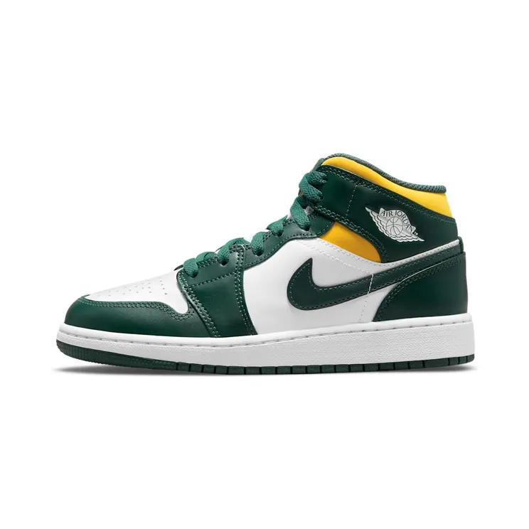 Jordan 1 Mid Sonics (2021) (GS) – “Noble Green / Pollen-white” (554725-371)