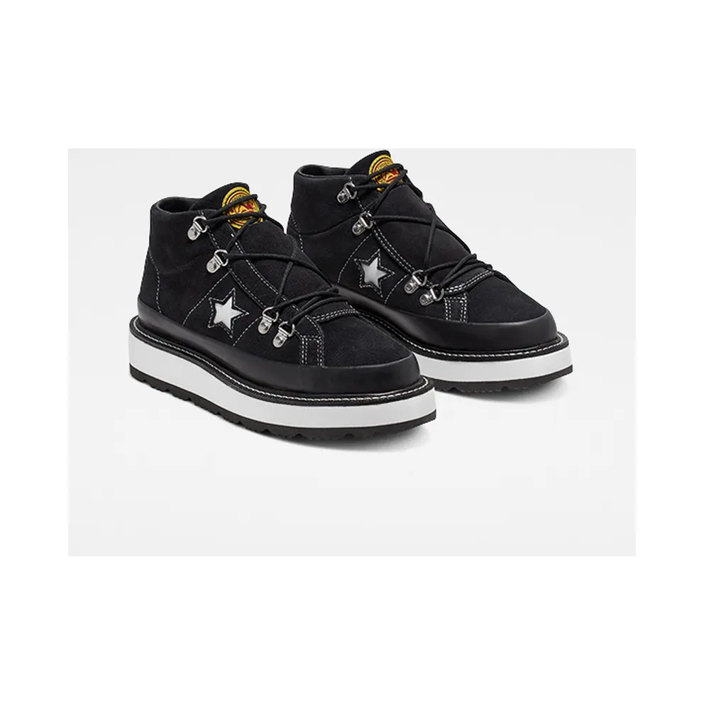 Converse Fleece Lined Boot One Star Thick Sole Black White (566163C)