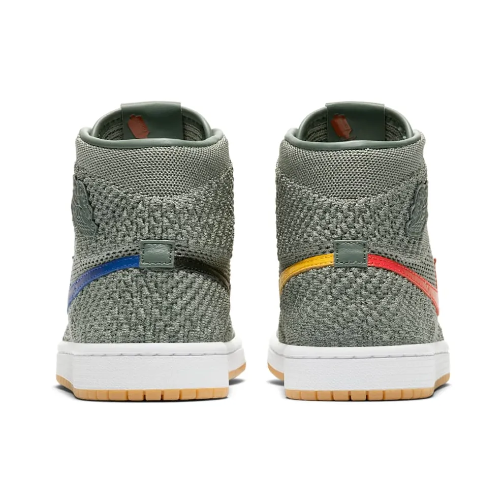 Jordan 1 Retro High Flyknit Clay Green (GS) Clay Green/White-Hyper Cobalt-Gum Yellow (919702-333)