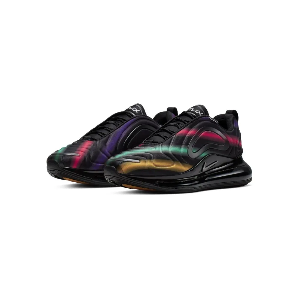 Nike Air Max 720 Black Neon Streaks Black/Metallic Silver-University Gold-Flash Crimson-Kinetic Green-Psychic Purple (AO2924-023)