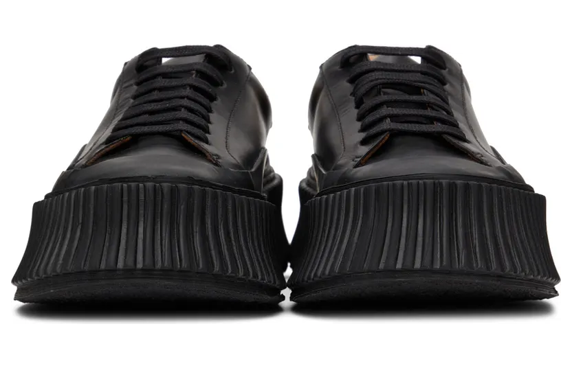 Jil Sander Black Agnellato Platform Sneakers (JS32108A_15010) (2)