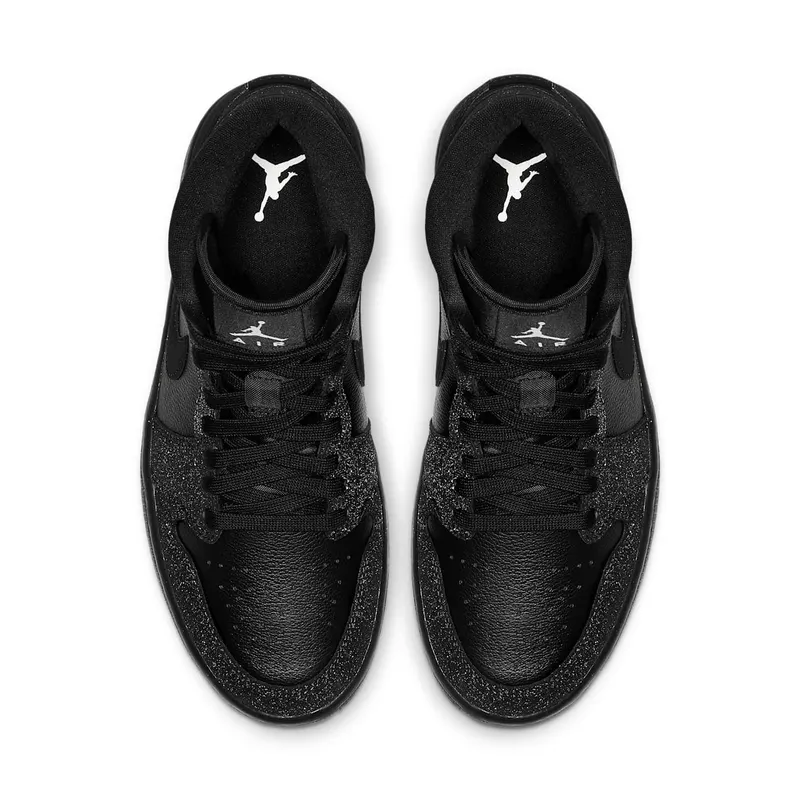 Air Jordan Nike AJ I 1 WMNS Mid Glitter Black (BQ6472-001)