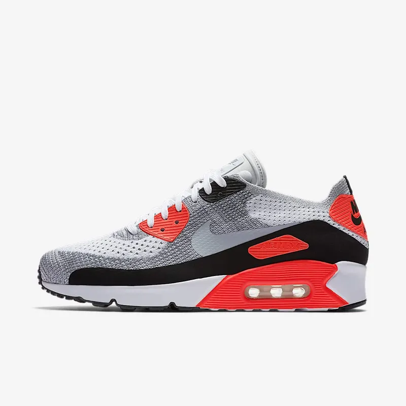 Nike Air Max 90 Ultra Flyknit 2.0 Infrared White/Wolf Grey-Bright Crimson (875943-100)