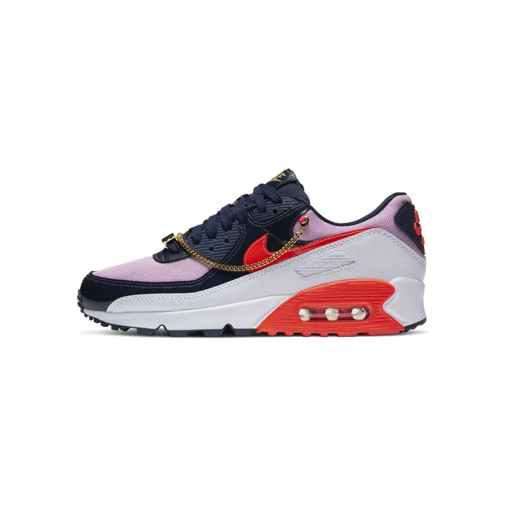 Nike Air Max 90 Cuban Link Obsidian Pink (W) White/Obsidian-Beyond Pink-Bright Crimson (CZ8099-100)