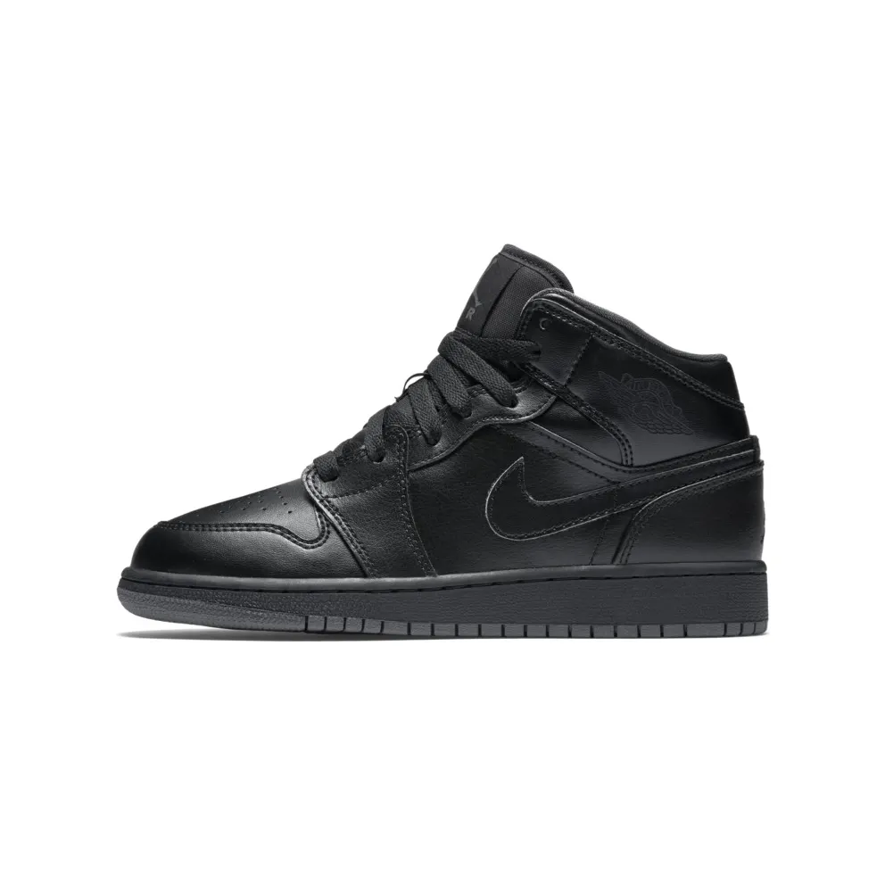 Jordan 1 Mid Black Dark Grey Outsole (GS) Black/Black-Dark Grey (554725-021)