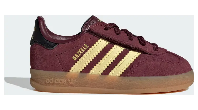 Adidas Gazelle Indoor Comfort Closure Elastic Lace Maroon / Almost Yellow / Gold Metallic (KI7355)