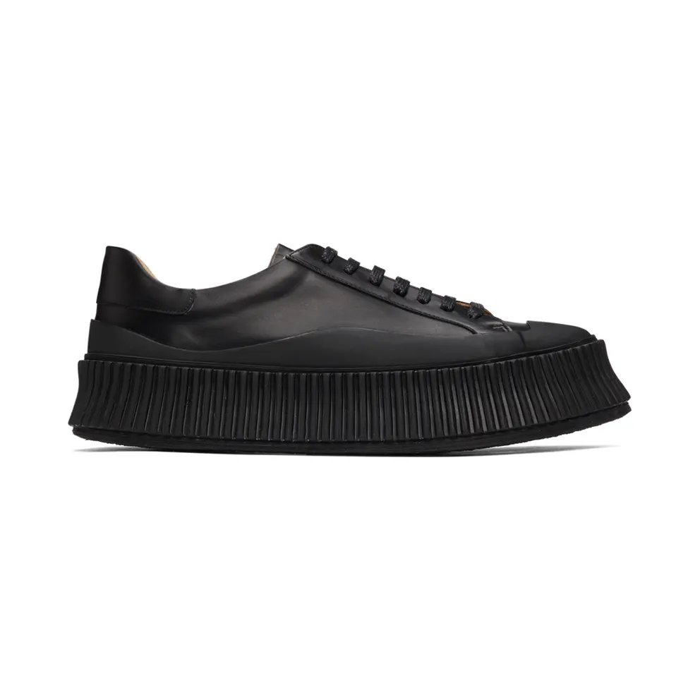 Jil Sander Black Leather Platform Sneakers (JI32535A-12280)