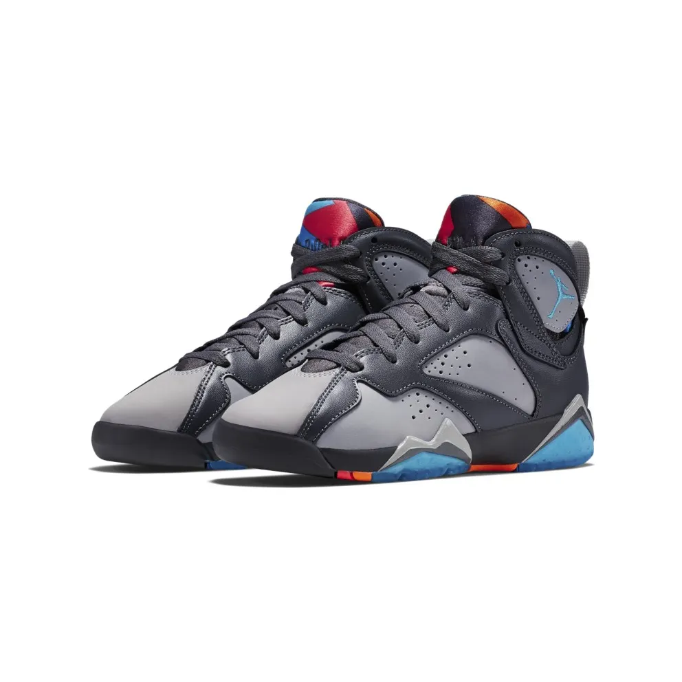 Jordan 7 Retro Barcelona Days (GS) Grey/Wolf Grey-Total Orange-Turquoise Blue (304774-016)