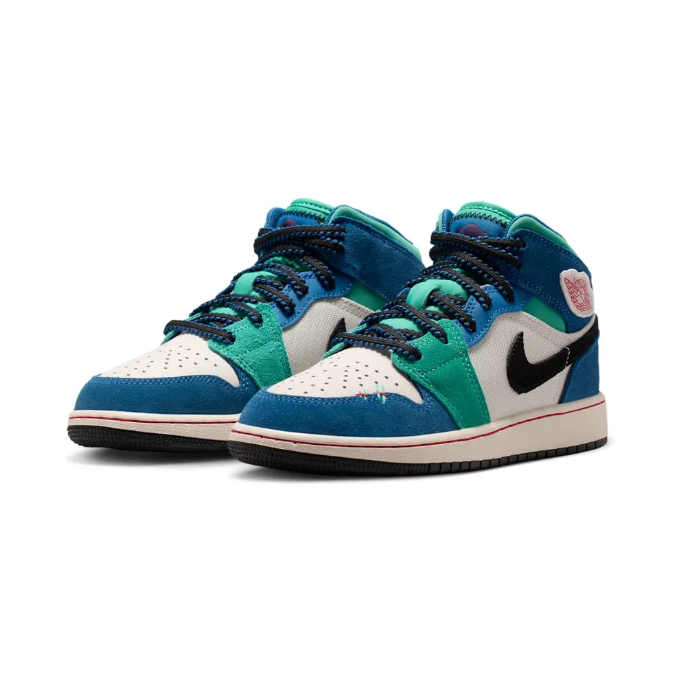 Nike Air Jordan 1 Mid SE “Chalk / True Blue / Kinetic Green / University Red” (IO2065-100)