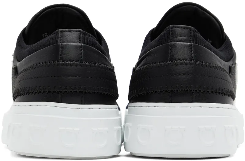 Salvatore Ferragamo Black Gancini Low-Top (753540 020840003)
