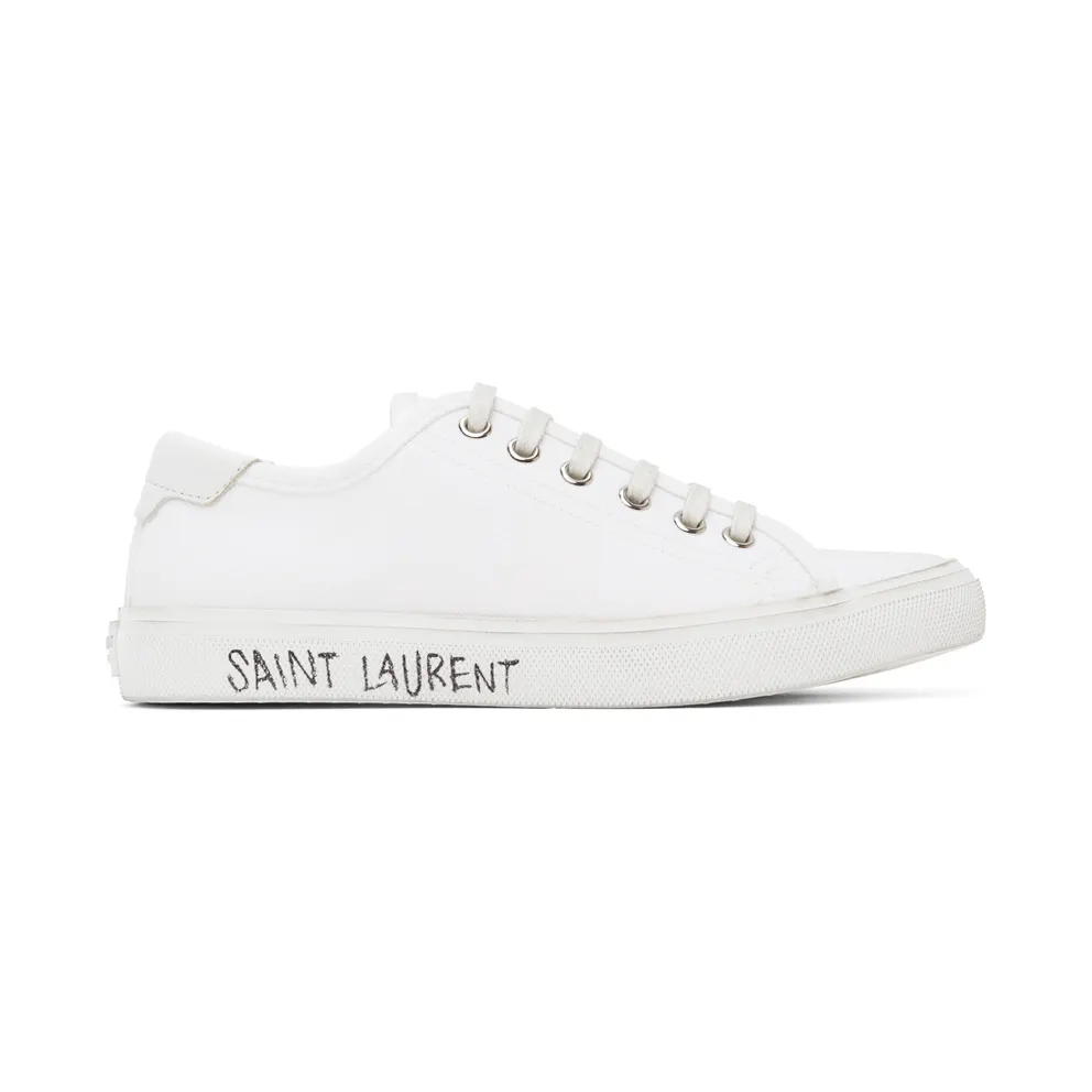 Saint Laurent White Canvas Malibu Sneakers (606446 GUZ20)