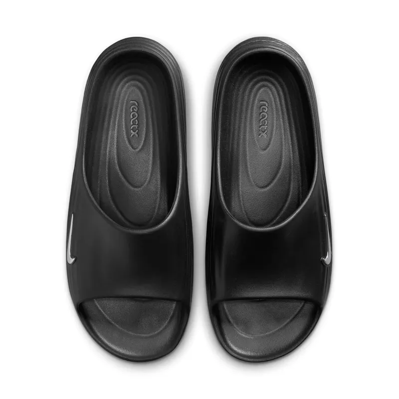 Nike ReactX Rejuven8 Slides “Black / Gamma Blue / Metallic Silver” (HV4479-003)