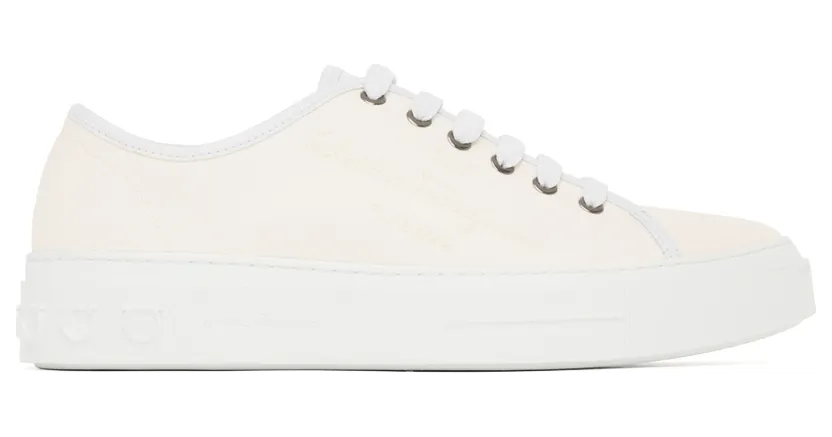 Salvatore Ferragamo White Recycled Cotton Sneakers (751193 020709002)