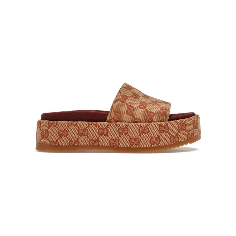 Gucci GG Supreme Platform Sandal Dark Red (573018KQW008366)