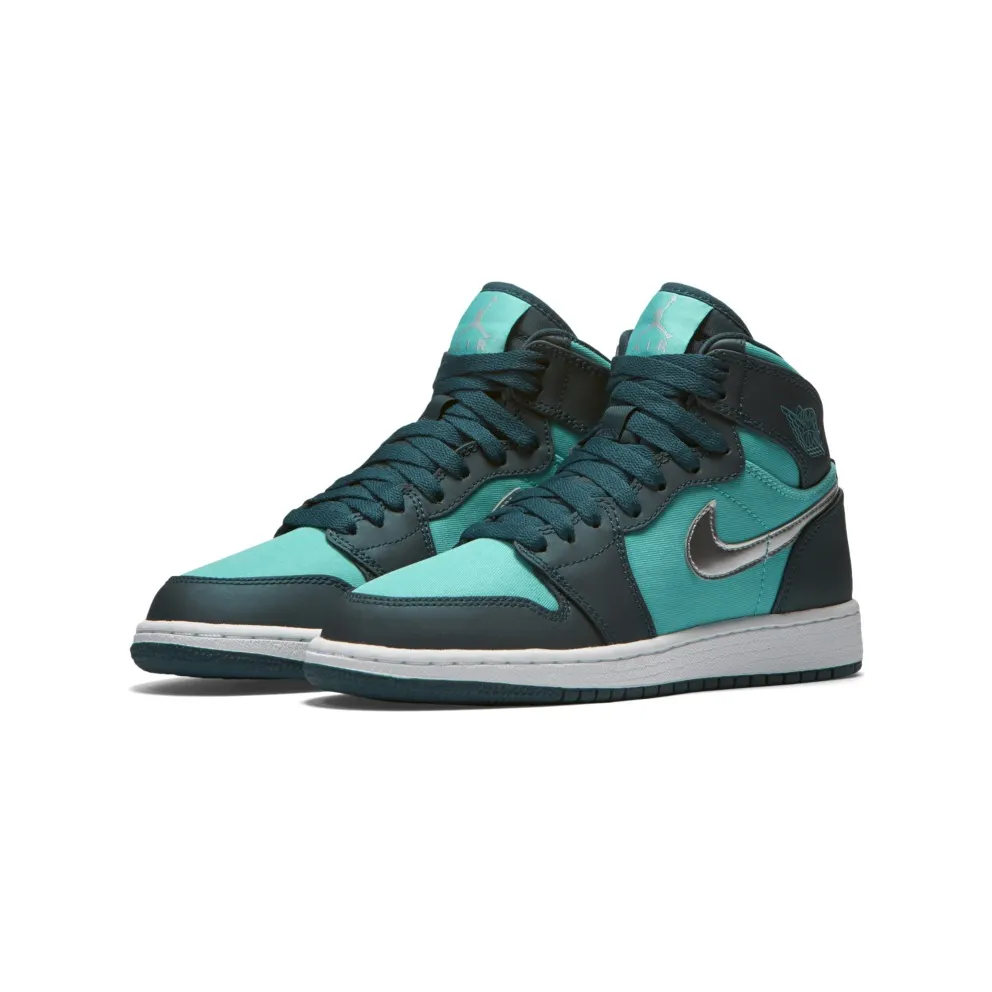 Jordan 1 Retro High Hyper Jade Metallic Silver (GS)