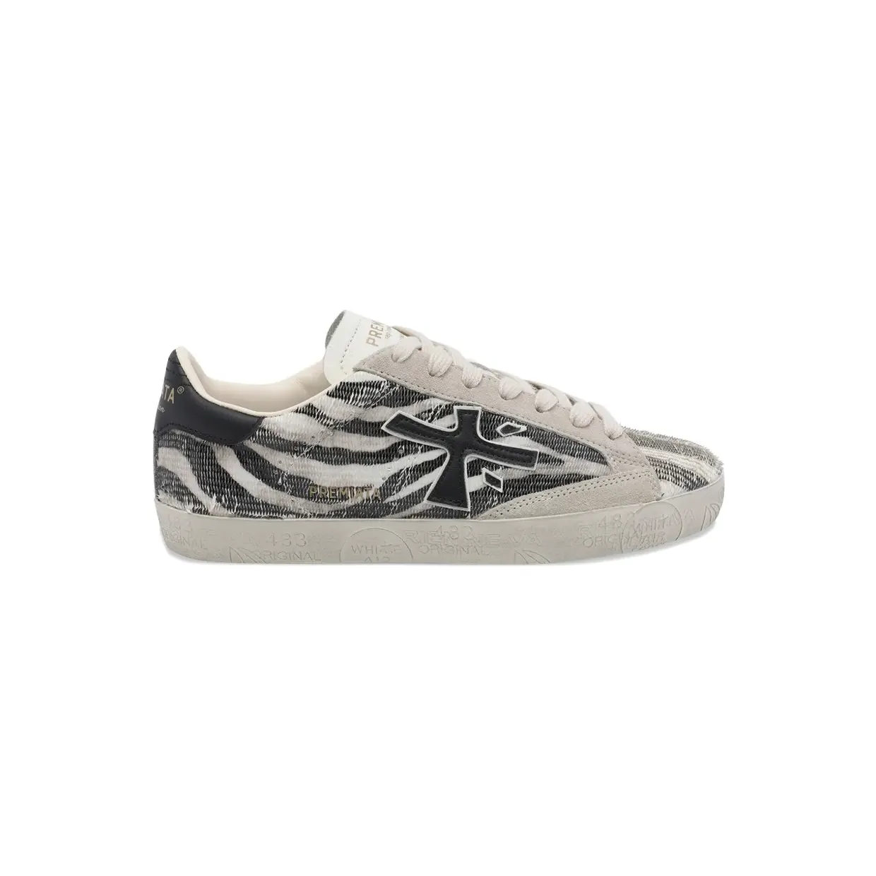 Premiata Stevend 8053 sneakers met zebra-print – Beige