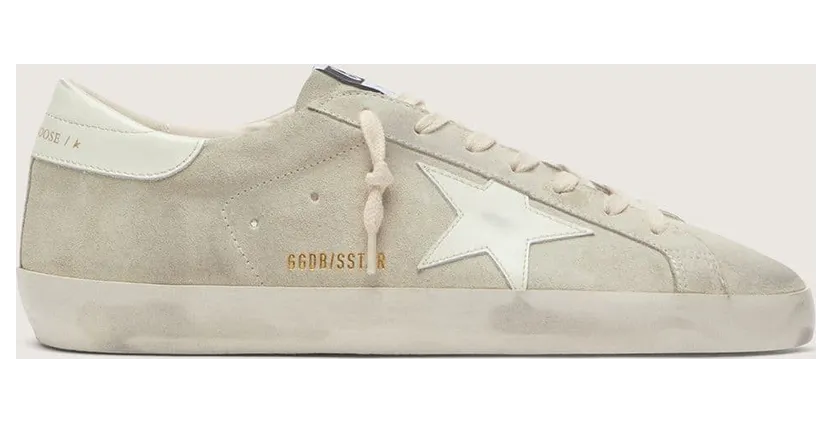 Golden Goose Men’S Super-Star In Light Gray Suede With White Leather Star (GMF00101.F008924.60727)