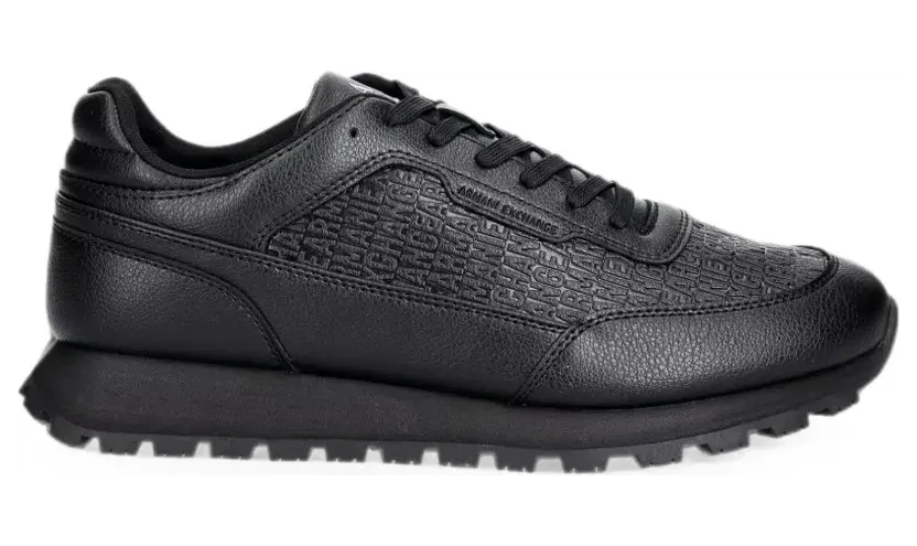 Armani Exchange Sneakers met logo-reliëf en bewerkt effect – Zwart (XM003644AF29408UC001)