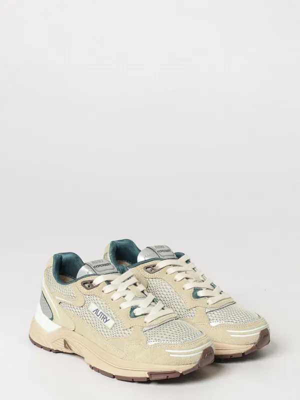 Autry Hyperway Two-Tone Leather and Mesh with Cut-Out Logo Beige (HYLWCI04)