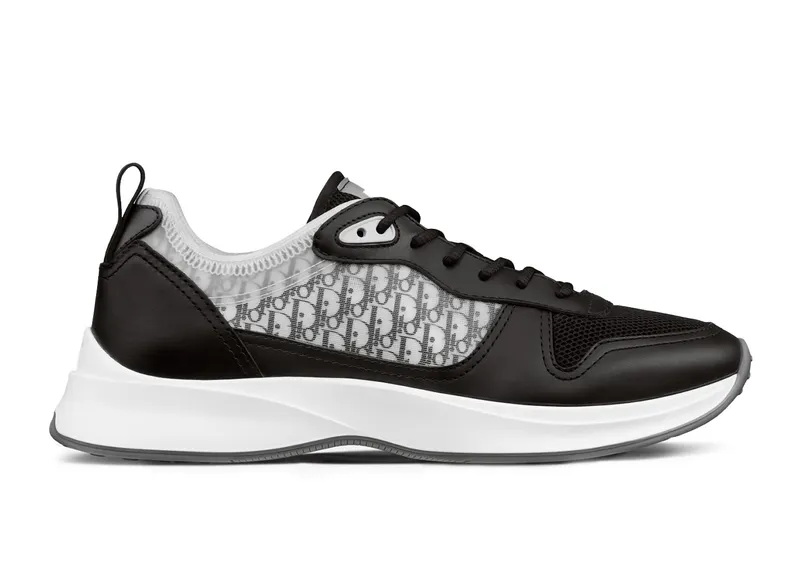 Dior B25 Runner Black Grey Oblique Leather (3SN259ZJF_H968)