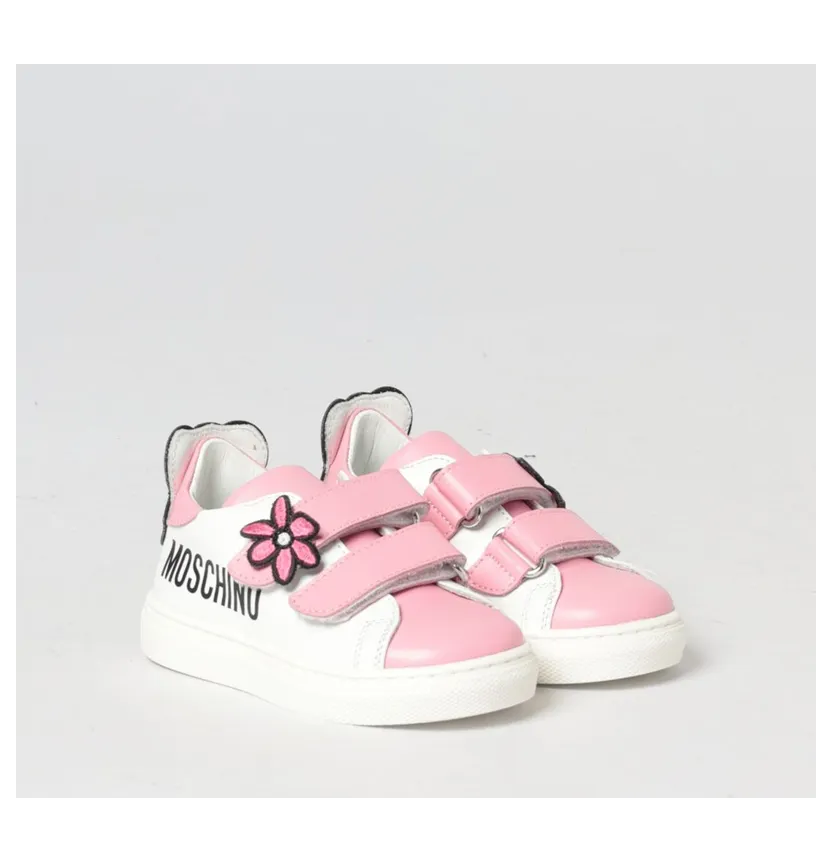 Moschino Leather Sneakers with Printed Logo Pink (8295601)