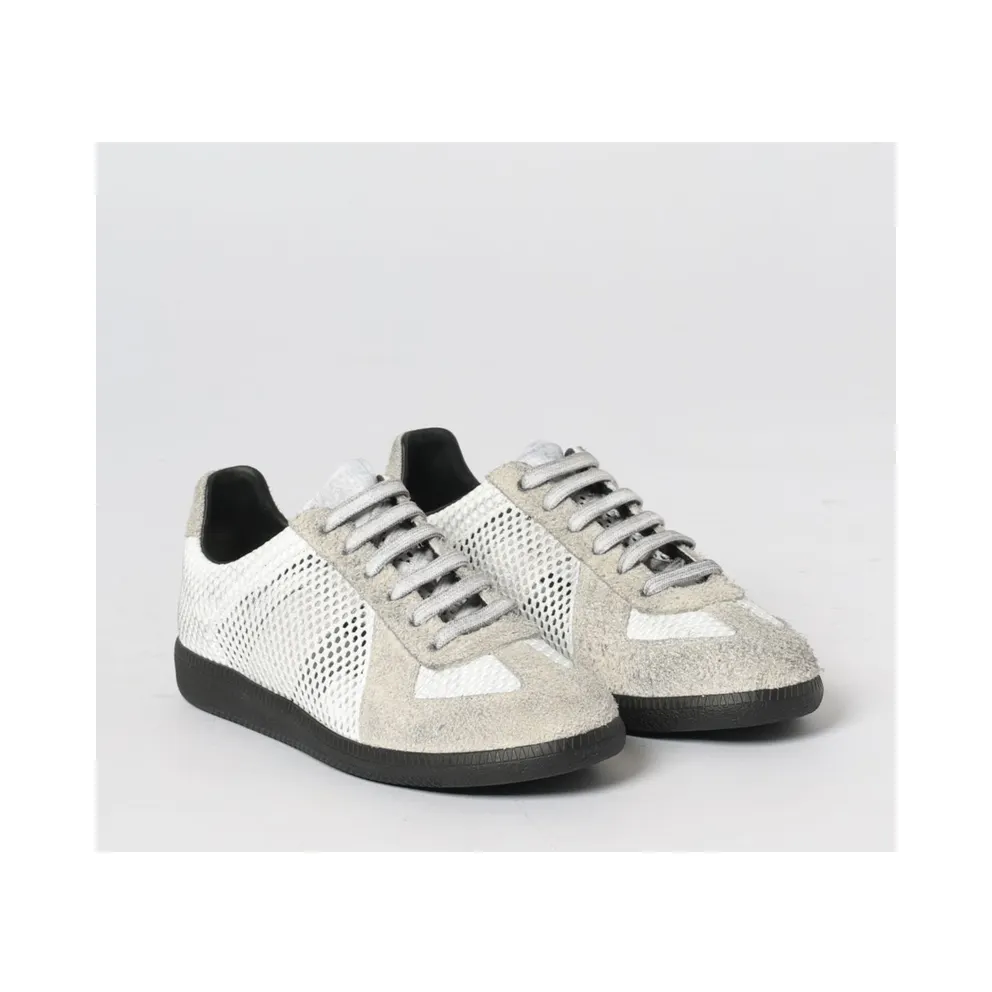 Maison Margiela Replica Used Suede and Mesh Nylon Sneakers Grey (S97WS0100P7645H0966)