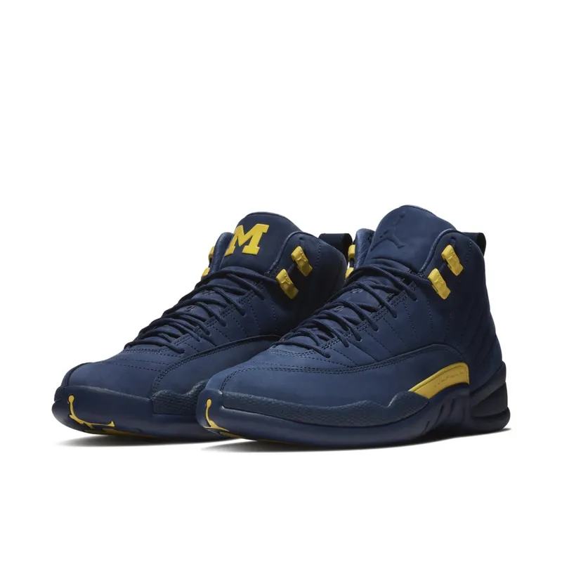 Jordan 12 Retro Michigan College Navy/Amarillo (BQ3180-407)