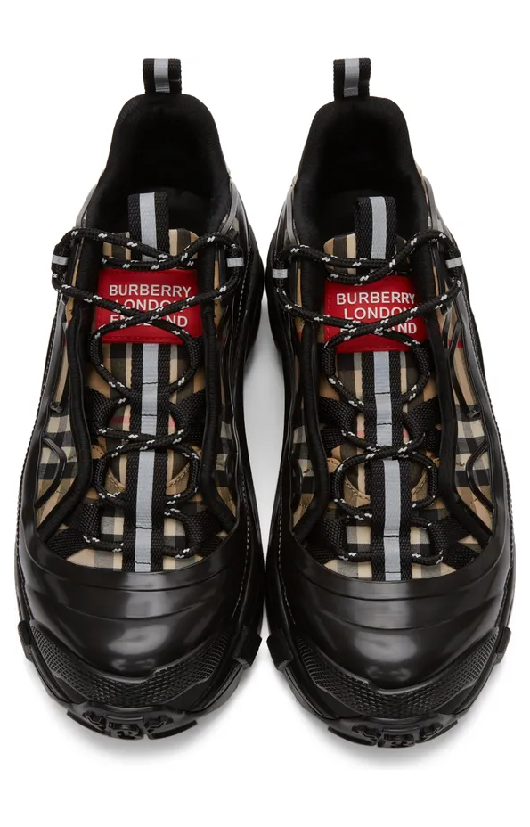 Burberry Beige & Black Check Arthur Sneakers (8039047) (5)