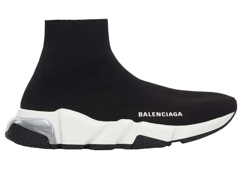 Balenciaga Speed Clear Sole Black White (W) (607543W2DB61010)