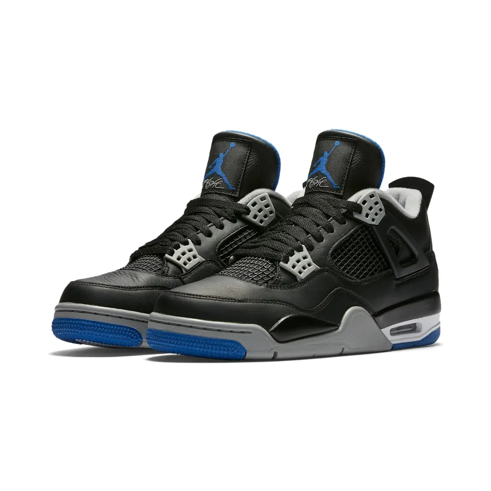 Jordan 4 Retro Motorsports Alternate Black/Game Royal-Matte Silver-White (308497-006)