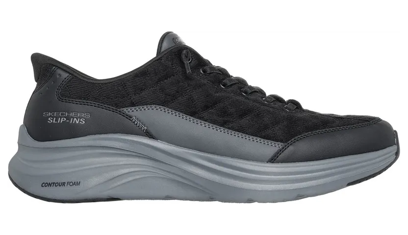 Skechers Slip-ins: Contour Foam “Cozy Fit Cordelux Black / Houtskool” (232618BKCC)
